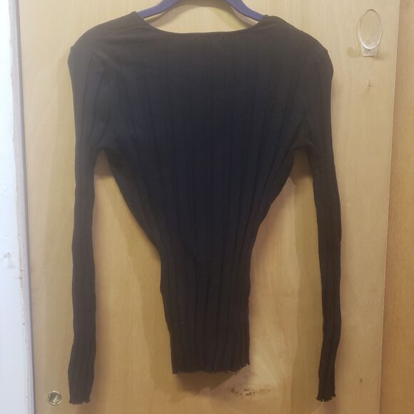 I.N.C. International Concepts Ribbed Surplice Pullover Sweater Black Sz XS III - Picture 3 of 5